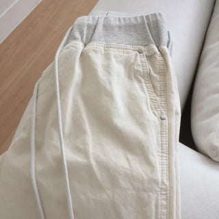 Contrast Rivet Bootcut Ribbed Pants
