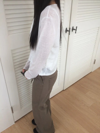 Contrast Rivet Bootcut Ribbed Pants