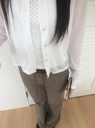 Contrast Rivet Bootcut Ribbed Pants