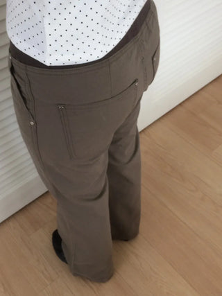 Contrast Rivet Bootcut Ribbed Pants