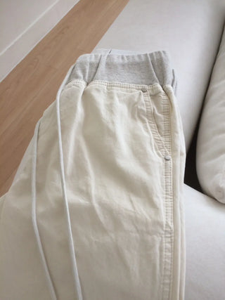 Contrast Rivet Bootcut Ribbed Pants