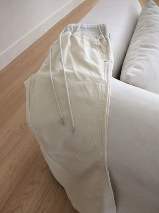 Contrast Rivet Bootcut Ribbed Pants