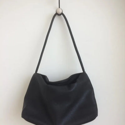 Black Vegan Soft Leather Daily Shoulder Bag