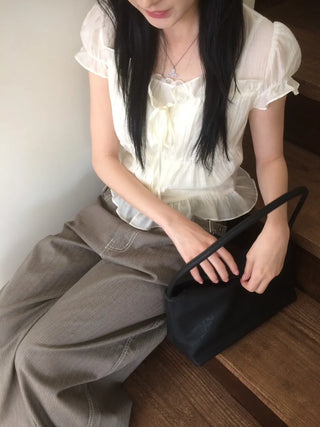 Black Vegan Soft Leather Daily Shoulder Bag