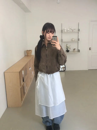 Vintage Washed Zipper Button Short Jacket