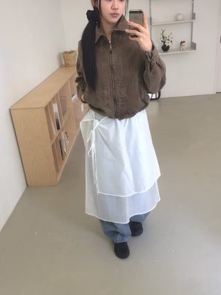 Vintage Washed Zipper Button Short Jacket