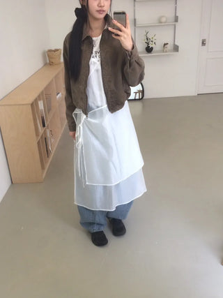 Vintage Washed Zipper Button Short Jacket