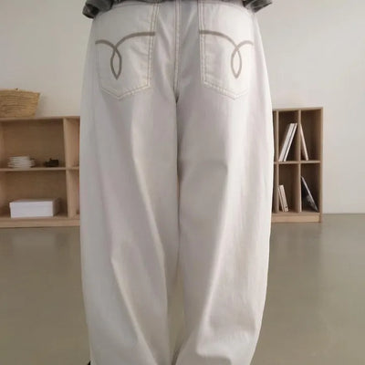 Back Embroidery Stitch Soft Soft Wide Denim