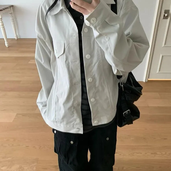 Trucker Cut-out Button Oversized Vintage Jumper