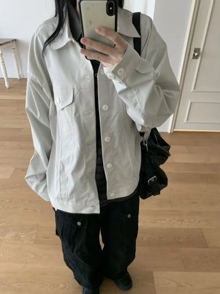 Trucker Cut-out Button Oversized Vintage Jumper