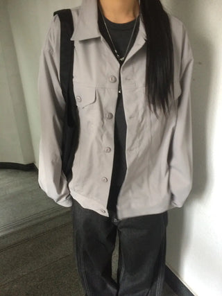 Trucker Cut-out Button Oversized Vintage Jumper