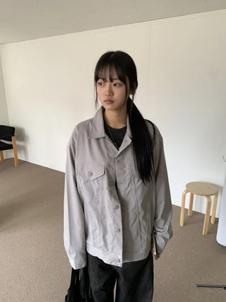 Trucker Cut-out Button Oversized Vintage Jumper