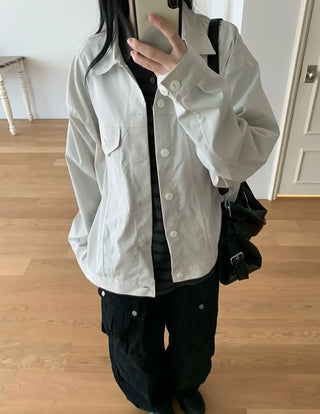 Trucker Cut-out Button Oversized Vintage Jumper