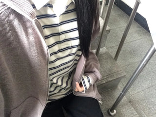 Knit Mix Ribbed Raglan Boxy Off-Fit Zip-Up Hoodie