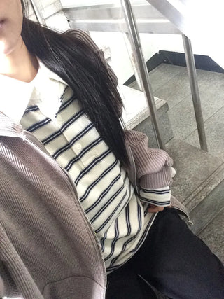 Knit Mix Ribbed Raglan Boxy Off-Fit Zip-Up Hoodie