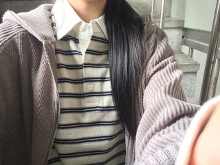 Knit Mix Ribbed Raglan Boxy Off-Fit Zip-Up Hoodie