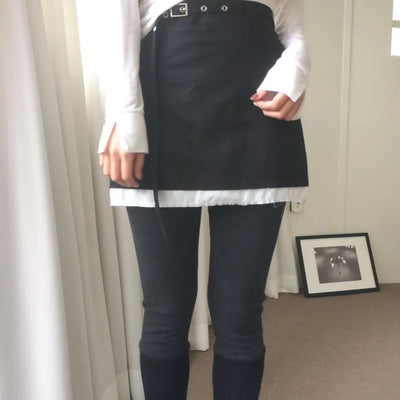 Belt Pocket Two-Tone Mini Skirt