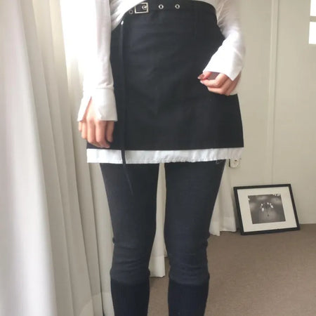 Belt Pocket Two-Tone Mini Skirt
