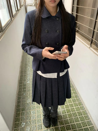 Double Button Pocket Cut Collar Jacket