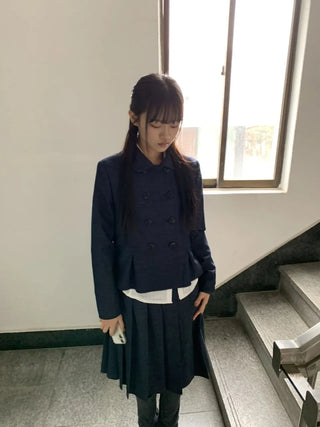 Double Button Pocket Cut Collar Jacket