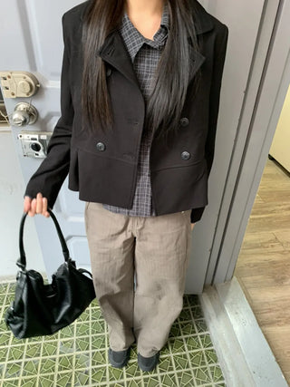 Double Button Pocket Cut Collar Jacket