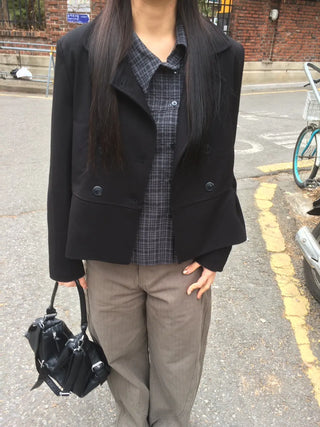 Double Button Pocket Cut Collar Jacket