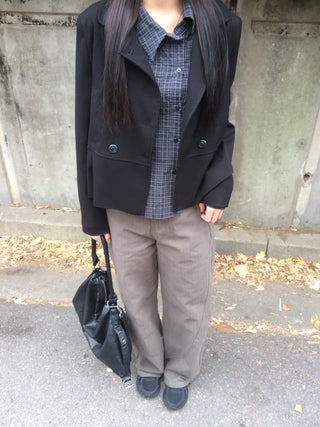 Double Button Pocket Cut Collar Jacket