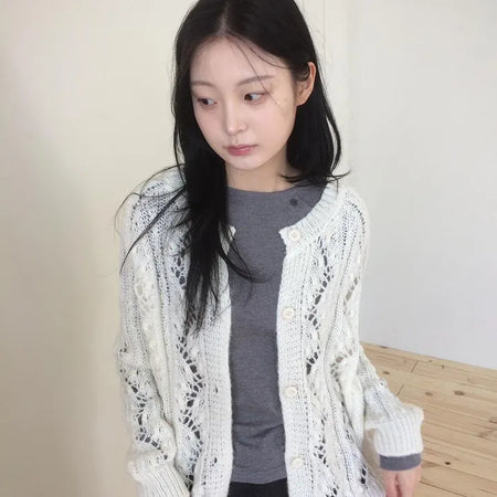 Crochet Button Spring Knit Cardigan