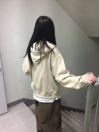 Button Dual Two-Way Oversized Zip-Up Hoodie