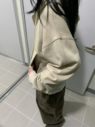 Button Dual Two-Way Oversized Zip-Up Hoodie