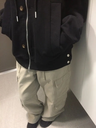 Button Dual Two-Way Oversized Zip-Up Hoodie