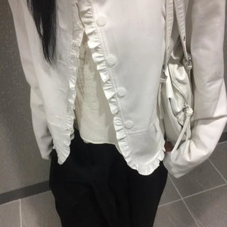 Frill Cut Layered Button Long Sleeve Jacket