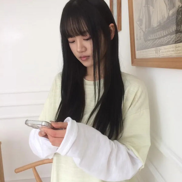 Layered Boxy Oversized Short Sleeve and Long Sleeve T-shirt