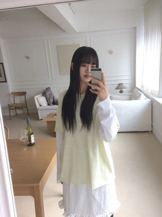 Layered Boxy Oversized Short Sleeve and Long Sleeve T-shirt