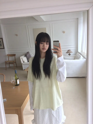 Layered Boxy Oversized Short Sleeve and Long Sleeve T-shirt