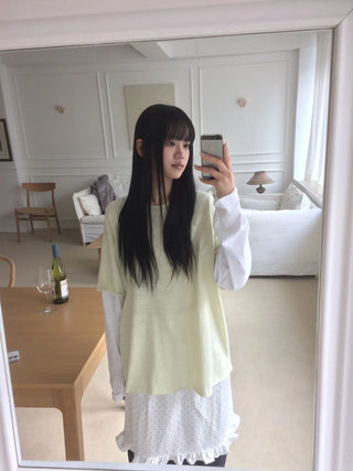 Layered Boxy Oversized Short Sleeve and Long Sleeve T-shirt