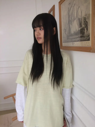 Layered Boxy Oversized Short Sleeve and Long Sleeve T-shirt