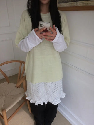 Layered Boxy Oversized Short Sleeve and Long Sleeve T-shirt