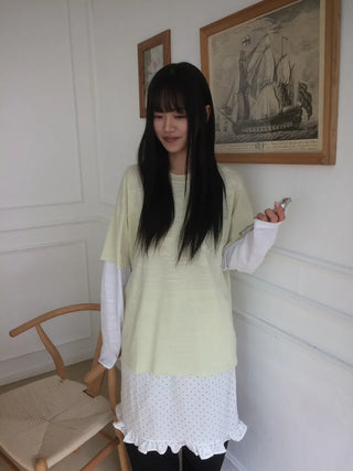 Layered Boxy Oversized Short Sleeve and Long Sleeve T-shirt