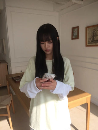 Layered Boxy Oversized Short Sleeve and Long Sleeve T-shirt
