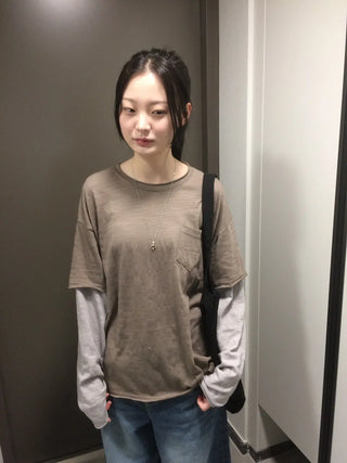 Layered Boxy Oversized Short Sleeve and Long Sleeve T-shirt