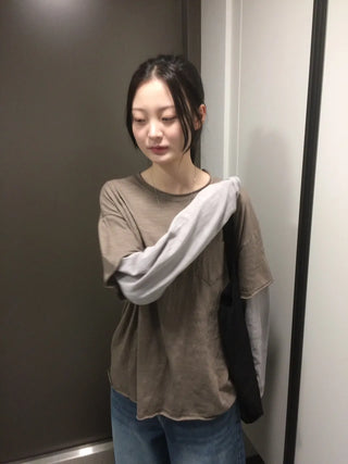 Layered Boxy Oversized Short Sleeve and Long Sleeve T-shirt