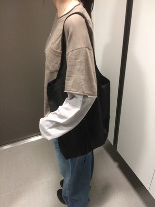 Layered Boxy Oversized Short Sleeve and Long Sleeve T-shirt