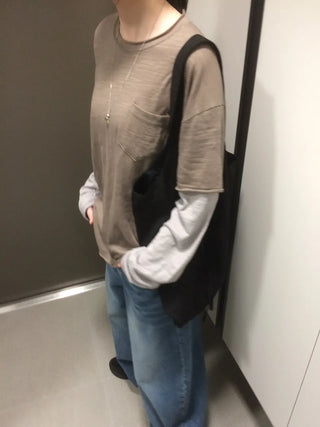 Layered Boxy Oversized Short Sleeve and Long Sleeve T-shirt