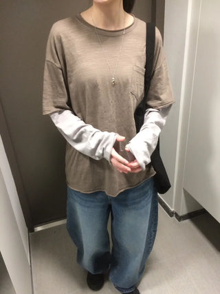 Layered Boxy Oversized Short Sleeve and Long Sleeve T-shirt