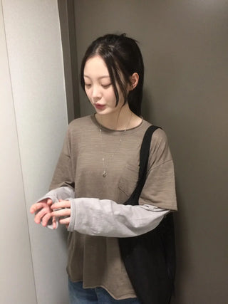Layered Boxy Oversized Short Sleeve and Long Sleeve T-shirt