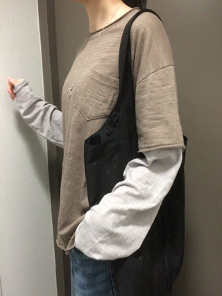 Layered Boxy Oversized Short Sleeve and Long Sleeve T-shirt