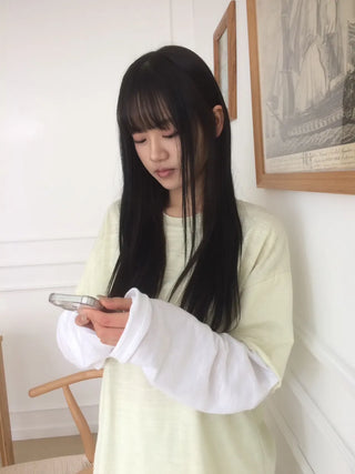 Layered Boxy Oversized Short Sleeve and Long Sleeve T-shirt