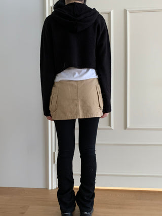 Daily Crop Button Hooded Knit Cardigan