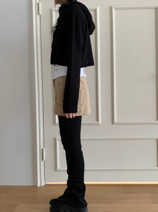 Daily Crop Button Hooded Knit Cardigan